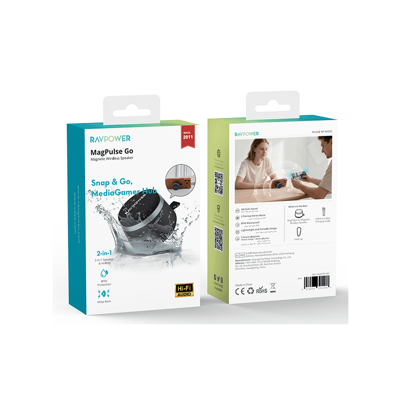 RavPower 5W Magnetic Bluetooth Speaker - Black