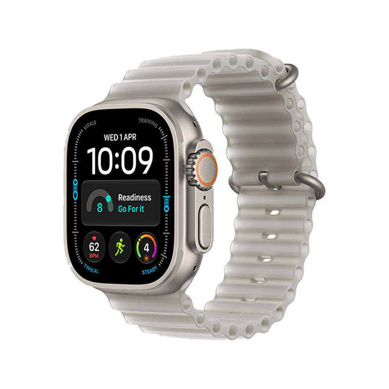 Apple Watch Ultra 4 GPS + Cellular 49mm Natural Titanium Case with Translucent Grey Ocean Band