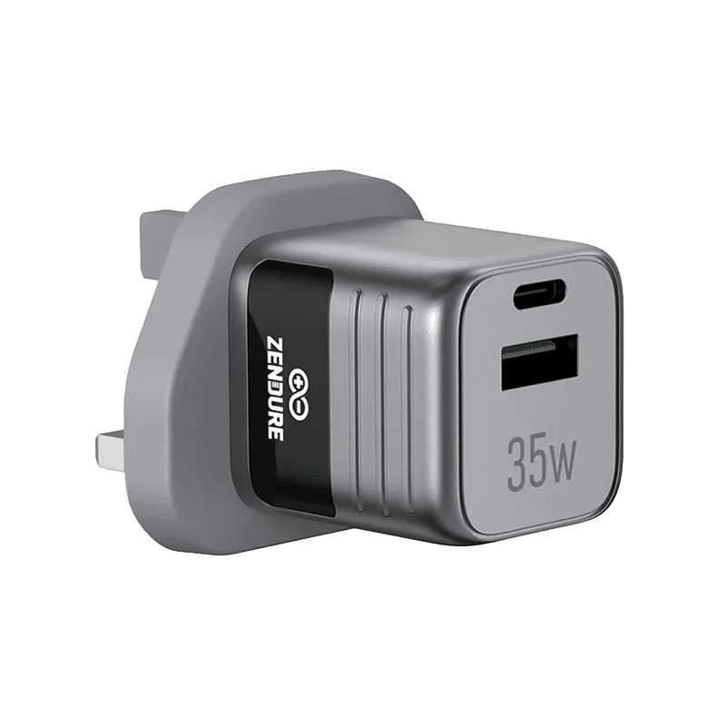 Zendure 1-Port USB-C and 1-Port USB-A 35W Wall Charger - Silver/Black