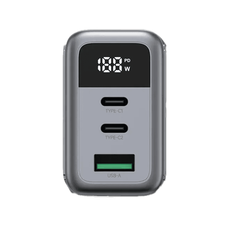 Zendure 2-Port USB-C and 1-Port USB-A 65W Wall Charger - Dark Grey
