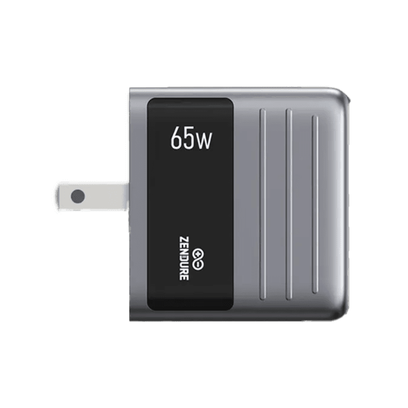 Zendure 2-Port USB-C and 1-Port USB-A 65W Wall Charger - Dark Grey