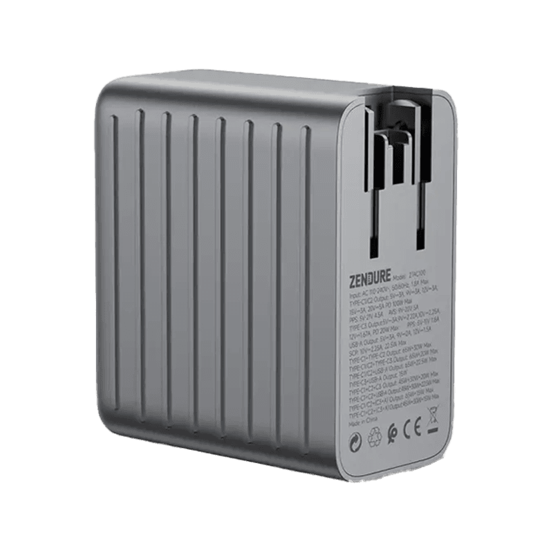 Zendure 3-Port USB-C and 1-Port USB-A 100W Wall Charger - Dark Grey