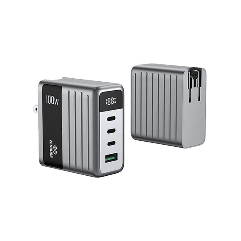 Zendure 3-Port USB-C and 1-Port USB-A 100W Wall Charger - Dark Grey