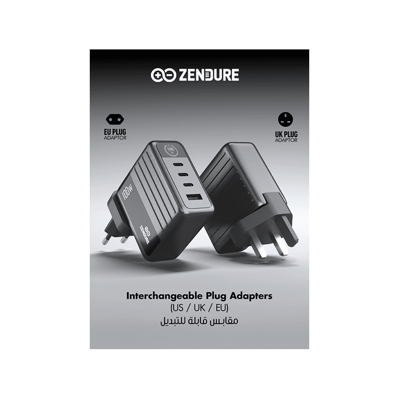 Zendure 3-Port USB-C and 1-Port USB-A 100W Wall Charger - Dark Grey