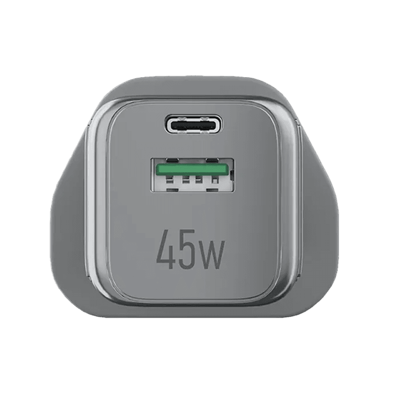 Zendure SuperMini Hybrid 1-Port USB-C and 1-Port USB-A 45W Fast Wall Charger - Silver/Black
