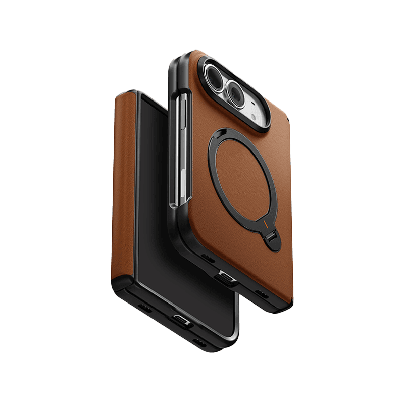 Uniq Hybrid Elix MagSafe Case With Movion 360 Rotating Kick Stand for iPhone Duo - Caramel