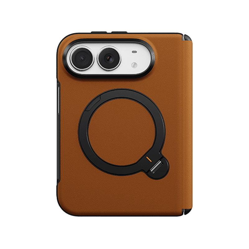 Uniq Hybrid Elix MagSafe Case With Movion 360 Rotating Kick Stand for iPhone Duo - Caramel