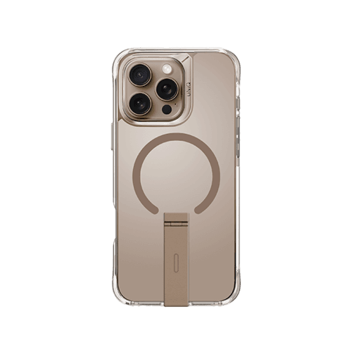 Uniq Hybrid Eleva Magsafe Case With Vertical Stand for iPhone 16 Pro - Taupe Gold