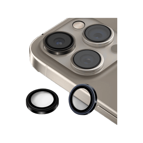 Uniq Optix Stainless Steel Frame Sapphire Camera Lens Protector for iPhone 15 Pro - Gunmetal Black
