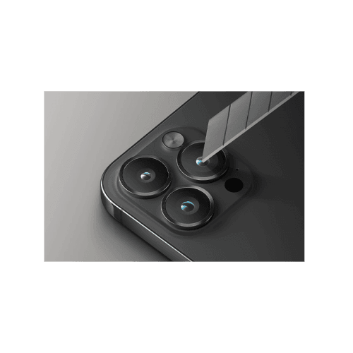 Uniq Optix Stainless Steel Frame Sapphire Camera Lens Protector for iPhone 15 Pro - Gunmetal Black