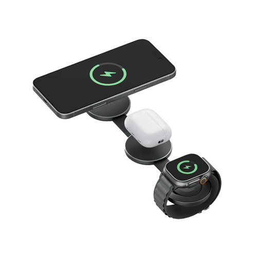 Energea AluMag Trio 3 in 1 Foldable 15W Wireless Charger - Blue
