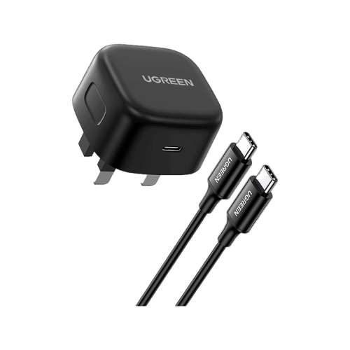 Ugreen 1-Port USB-C PD 25W Wall Charger With USB-C to USB-C 480Mbps Cable 2M - Black