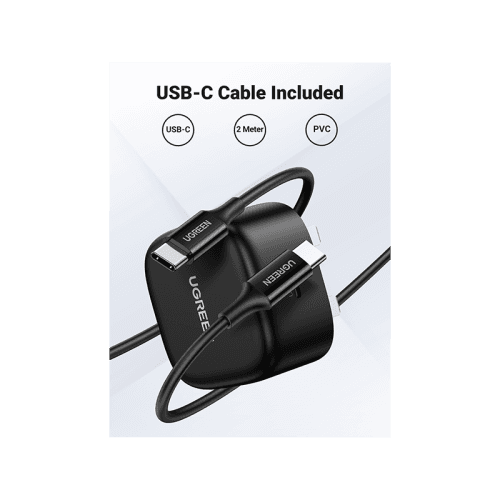 Ugreen 1-Port USB-C PD 25W Wall Charger With USB-C to USB-C 480Mbps Cable 2M - Black