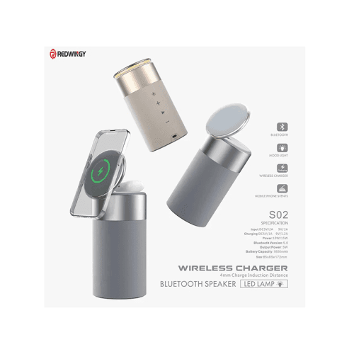 Multi-Function 3-in-1 Magsafe 15W Fast Charger With Speaker and Desk Lamp - White