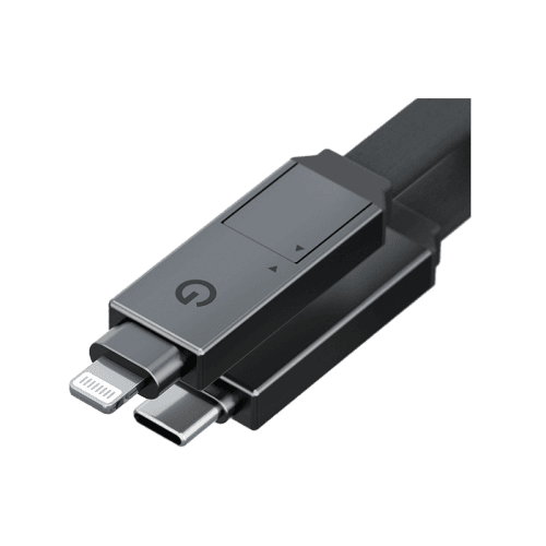 Energea Sheath 2 in 1 USB-C to USB-C + Lightning 480Mbps 60W 1m Cable - Gunmetal