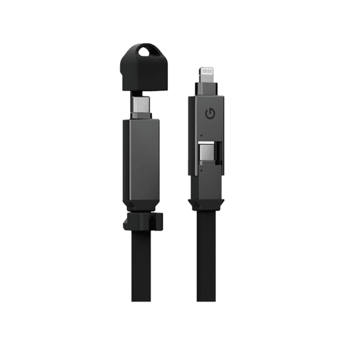 Energea Sheath 2 in 1 USB-C to USB-C + Lightning 480Mbps 60W 1m Cable - Gunmetal