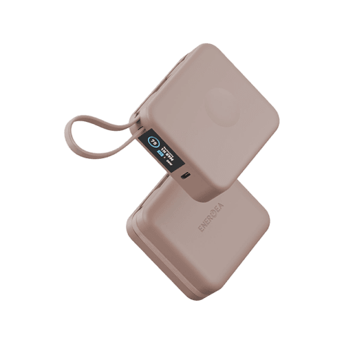 Energea Magpac Mini Plus Wireless Power Bank 10000mAh With Build in USB-C Cable & Display - Pink