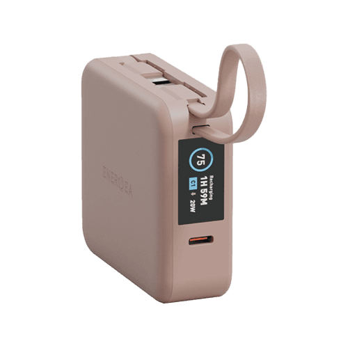 Energea Magpac Mini Plus Wireless Power Bank 10000mAh With Build in USB-C Cable & Display - Pink