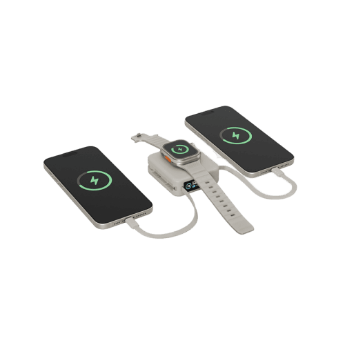 Energea Magpac Mini Plus Wireless Power Bank 10000mAh With Build in USB-C Cable & Display - Sand