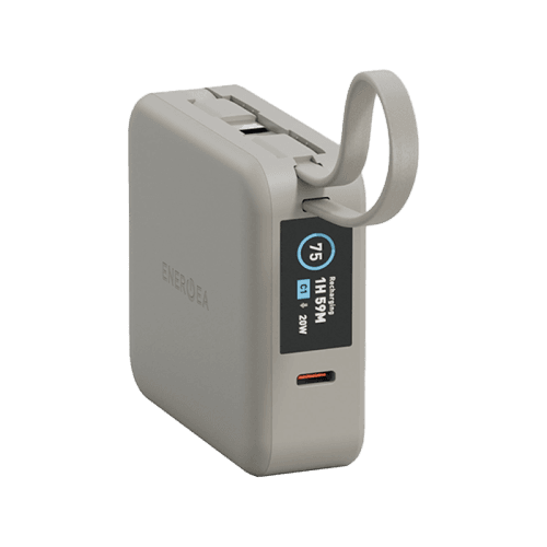 Energea Magpac Mini Plus Wireless Power Bank 10000mAh With Build in USB-C Cable & Display - Sand