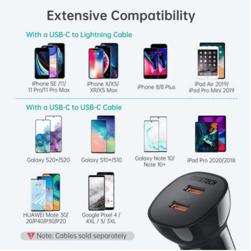 Choetech USB-C PD Fast Car Charger 40W - Black