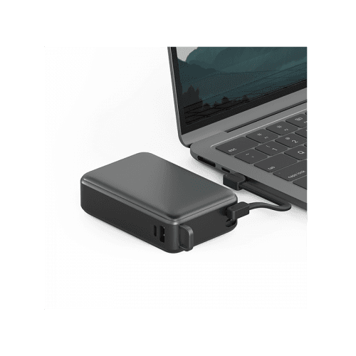 Energea Compac Ultra 67W PD 20000mAh Power Bank With Built-in USB-C Cable - Gunmetal