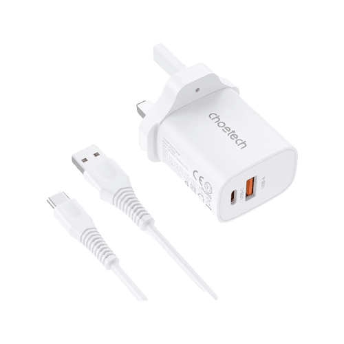 Choetech  1-Port USB-C + USB-A PD 20W Wall Charger - White