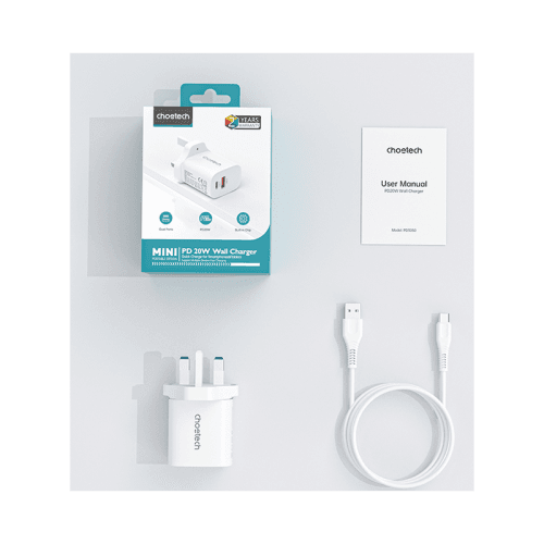 Choetech  1-Port USB-C + USB-A PD 20W Wall Charger - White