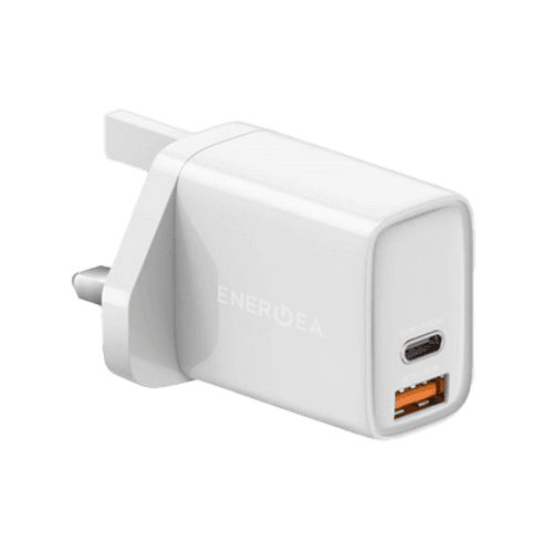 Energea Ampcharge 1-Port USB-C and 1-Port USB-A 33W Wall Charger - White