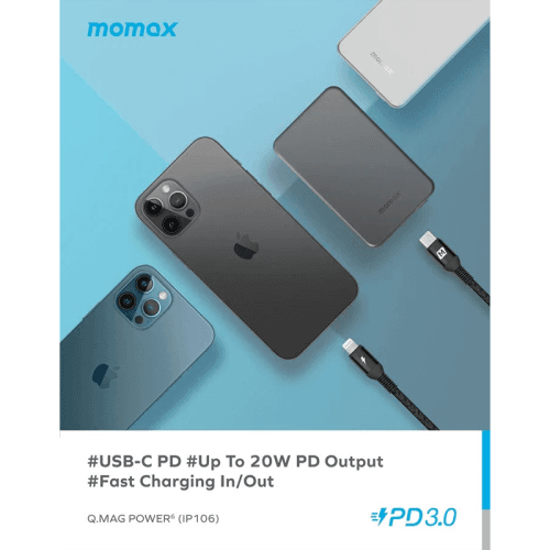 Momax Q.Mag Power 6 Magnetic Wireless 5000mAh Battery Pack - Silver