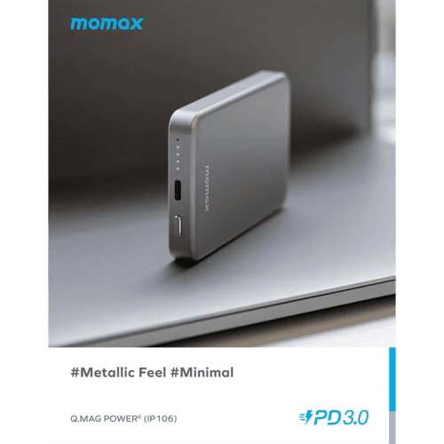 Momax Q.Mag Power 6 Magnetic Wireless 5000mAh Battery Pack - Silver