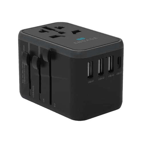 Engage 2-Port USB-C PD and 3-Port USB-A 45W Universal Travel Adapter - Black