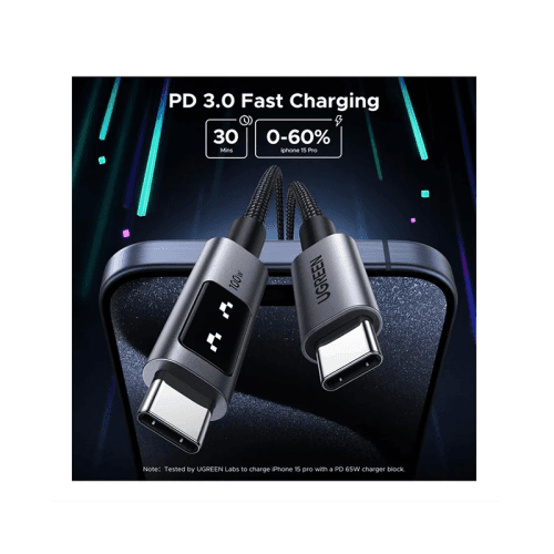 Ugreen Uno USB-C to USB-C 480Mbps 100W Fast Charging Cable 2m (5A Max) - Black