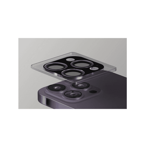 Uniq Optix Stainless Steel Frame Sapphire Camera Lens Protector for iPhone 15 Pro - Chrome Grey