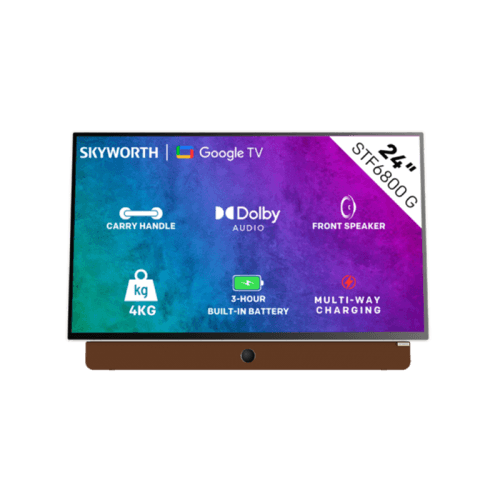 Skyworth 24" LED FHD Android Portable TV - White & Orange