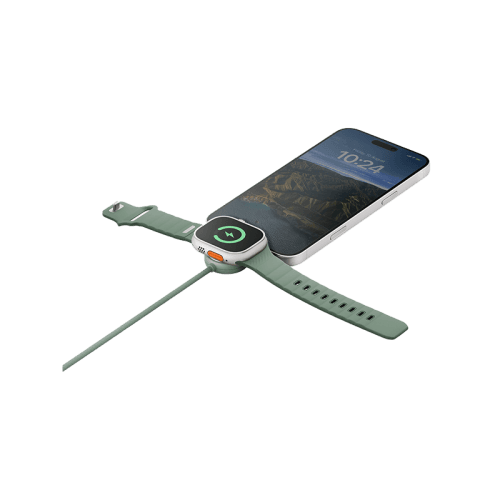 Energea Flow Duo 2-In-1 USB-C to USB-C With Apple Watch Charger 480Mbps 60W Cable 1.5M - Sage