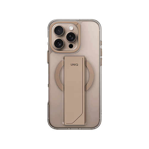Uniq Hybrid Heldro Max MagSafe Case with Camera Stand for iPhone 16 Pro Max – Taupe Gold