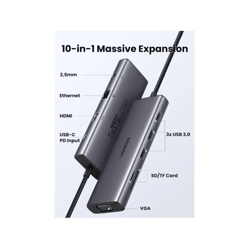 يوجرين - هب USB-C متعدد الوظائف - رمادي