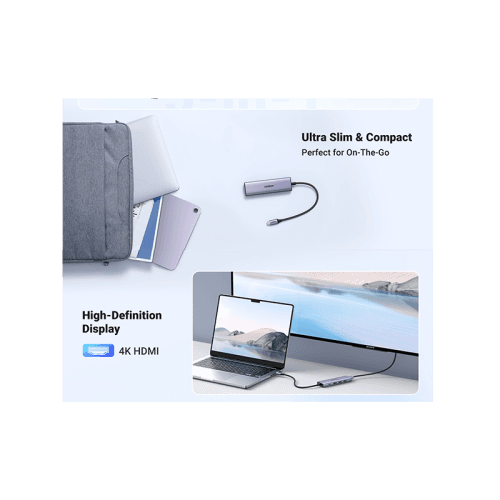 يوجرين - هب USB-C متعدد الوظائف - رمادي