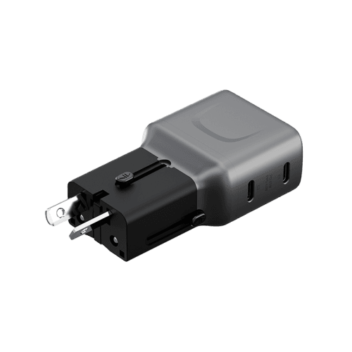 Energea TravelGo 2 Port USB-C 45W PD Travel Adapter - Gunmetal Black