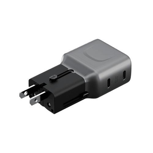 Energea TravelGo 2 Port USB-C 45W PD Travel Adapter - Gunmetal Black