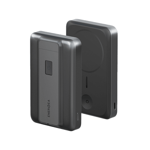 Energea MagPac Pro 35s With MagSafe Compatible Semi Solid State Power Bank With Built-in Cable and Stand 10000mAh - Gunmetal / Black