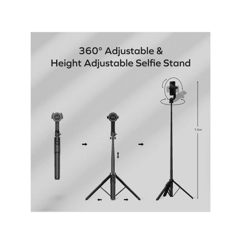 Momax 1-Snap Pole Magnetic Tripod Selfie Stick with Wireless Remote - Black