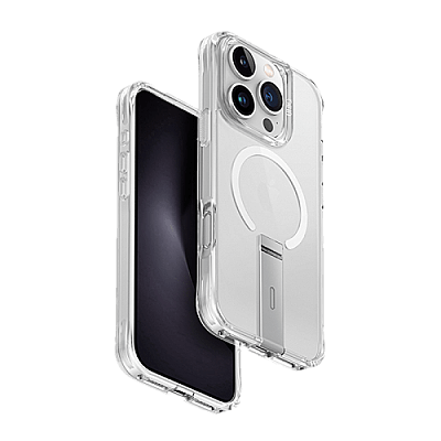 Uniq Hybrid Eleva MagSafe Case with Camera Stand for iPhone 16 Pro Max – Lucent Clear