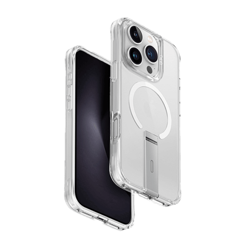 Uniq Hybrid Eleva MagSafe Case with Camera Stand for iPhone 16 Pro Max – Lucent Clear
