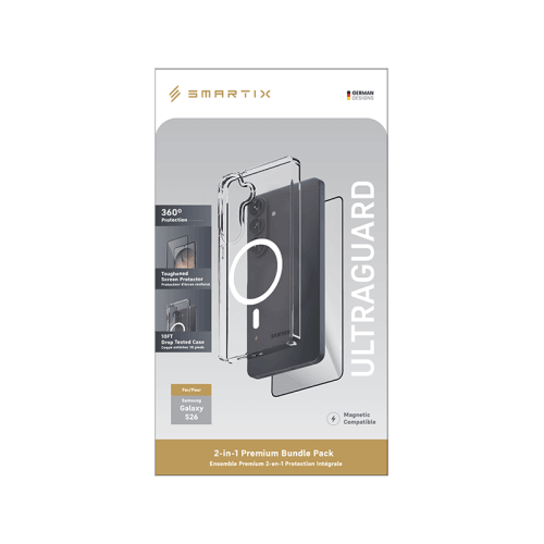 Smart Premium Ultraguard Bundle Case + Screen protector for Galaxy S26 - Clear