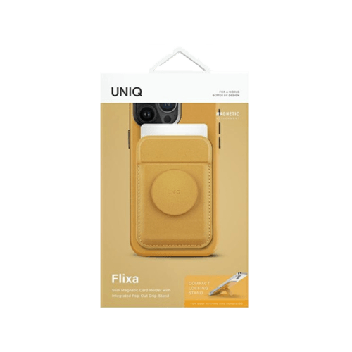 Uniq Flixa Magnetic Pop-Out Card Holder With Grip-Stand - Canary Yellow