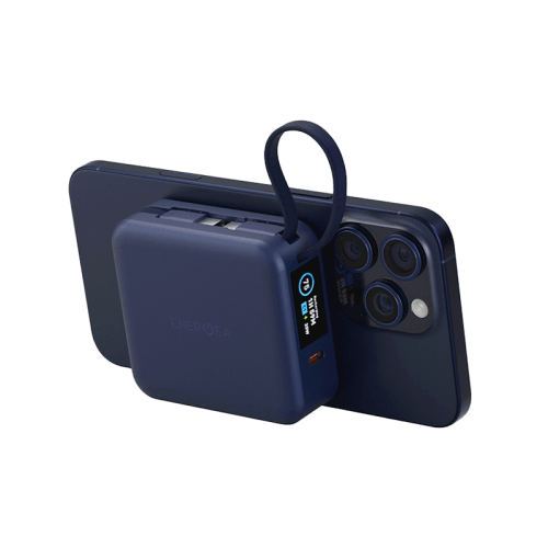 Energea Magpac Mini Plus Wireless Power Bank 10000mAh With Build in USB-C Cable & Display - Blue