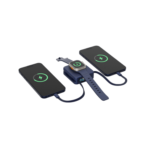 Energea Magpac Mini Plus Wireless Power Bank 10000mAh With Build in USB-C Cable & Display - Blue