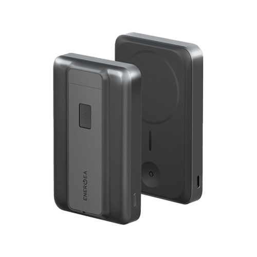 Energea MagPac Pro 35s With MagSafe Compatible Semi Solid State Power Bank With Built-in Cable and Stand 10000mAh - Gunmetal / Black